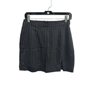 Rag Black Pinstripe Back Zip Lightweight Mini Skirt Size 8 Stretch Tailored Chic